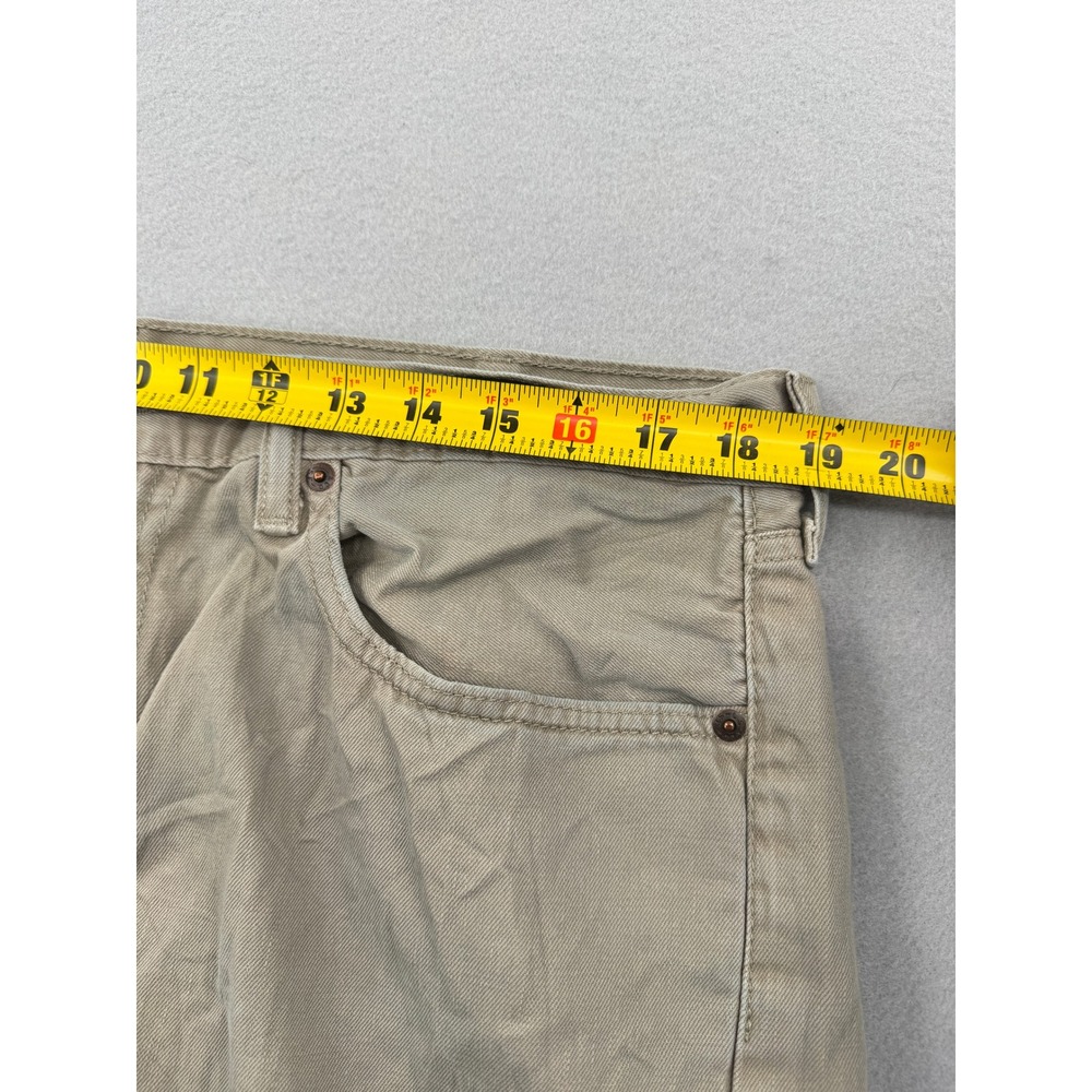 Distressed Levis 505 Regular Fit Khaki Tan Cotton Jeans Mens 38x34 (38x33) - Picture 6 of 13